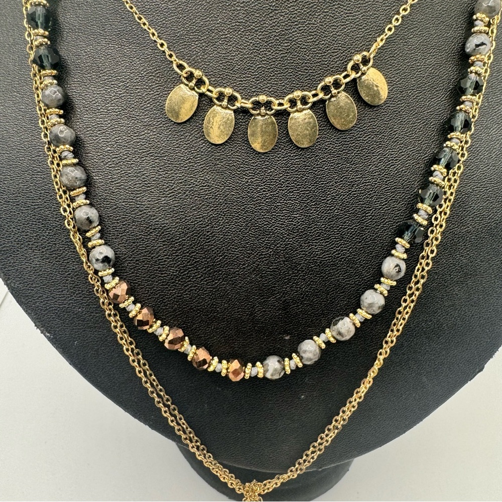 🔴 3/$15! Layered Brassy Gold Beaded Chain Necklace - Picture 2 of 6